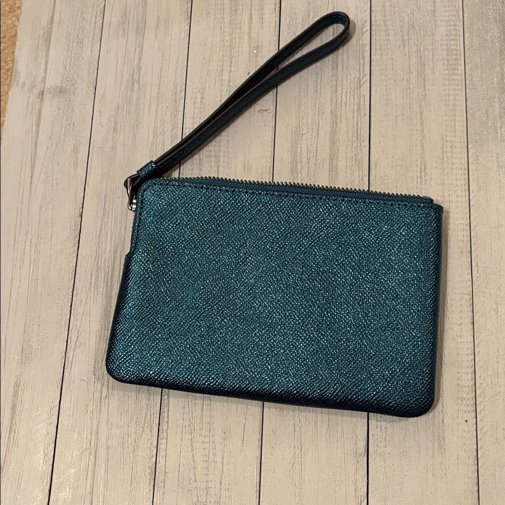Coach Dark Teal Wristlet - Picture 2 of 6